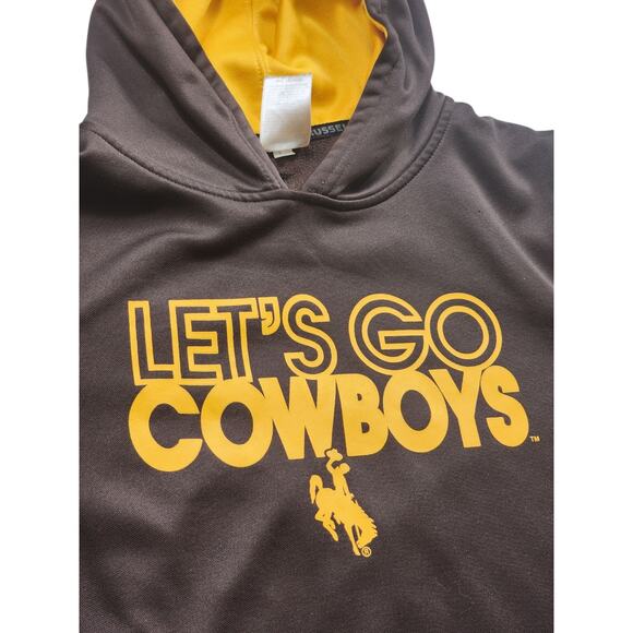 Russell Hoodie Youth XL Mens Small University Wyoming Lets Go Cowboys Sweatshirt - Picture 11 of 12